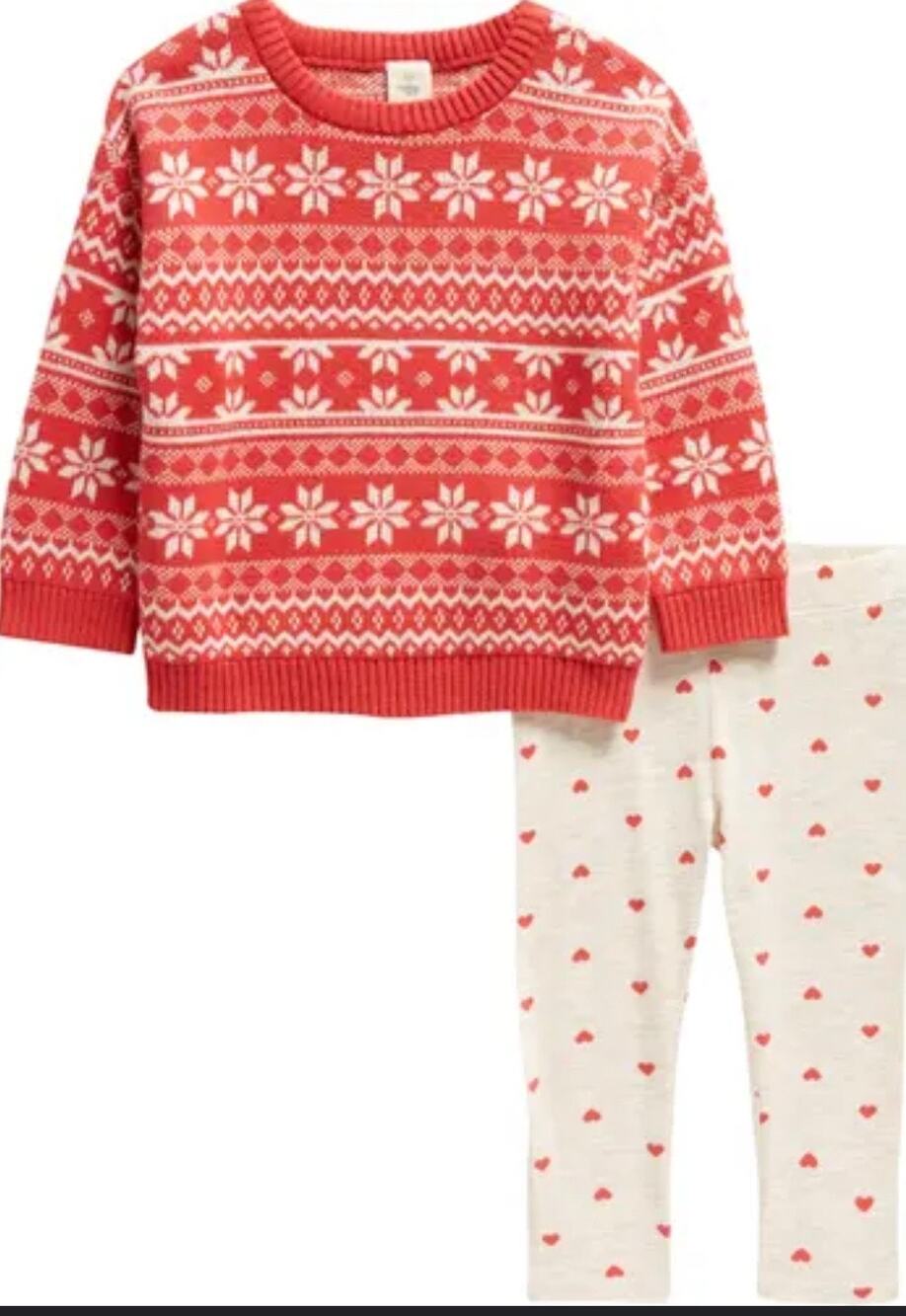New! Tucker + Tate Holiday Christmas Red Jacquard Sweater & Pants Set 12 Months